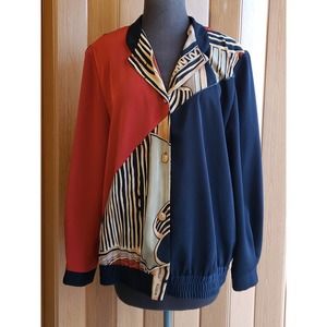 Caron Components vintage sz 14 artsy abstract  graphics, button up Blouse/jacket